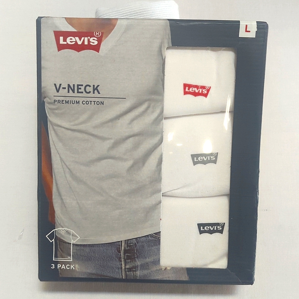 3 Levi's V-neck T-shirts Men's Lg NWT